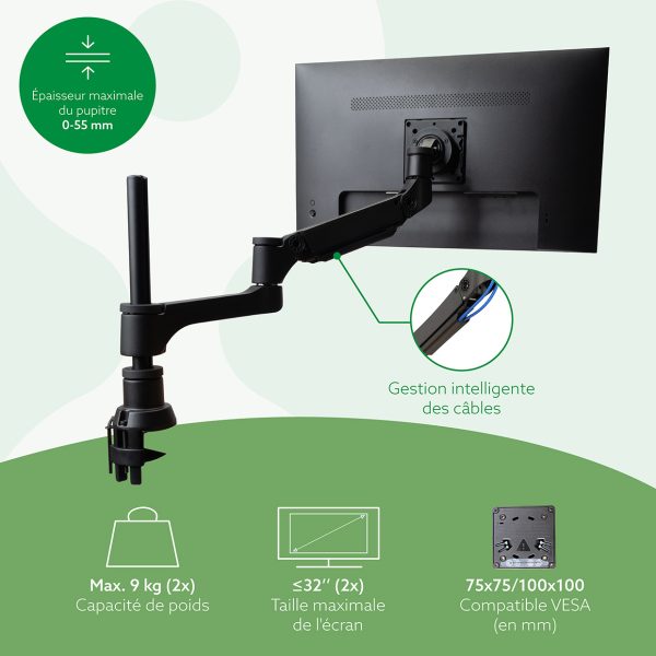 Support moniteur ajustable avec porte documents - Adapter la hauteur