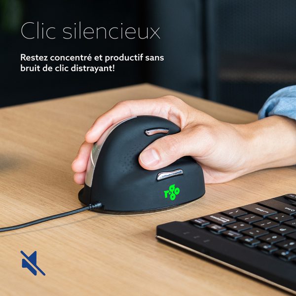 R-GO TOOLS Souris ergonomique verticale sans fil R-GO HE BREAK Connexion  Bluetooth. Gaucher. Taille M