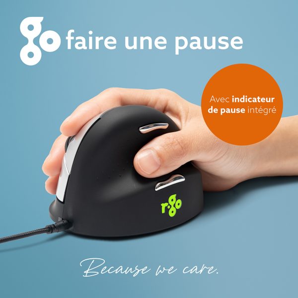 Souris verticale ergonomique Bluetooth R-Go HE Mouse Sport pour prévenir  les TMS